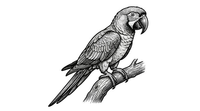Colorful Parrot Perched on Branch.