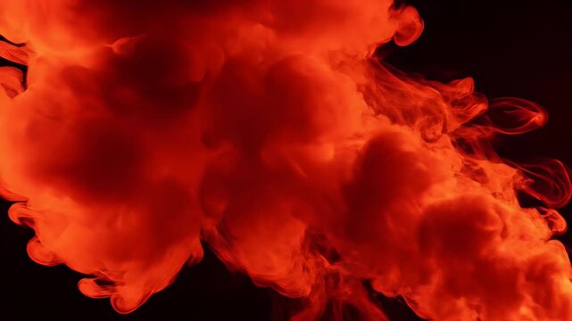 A bright orange flame erupts against a dark background.