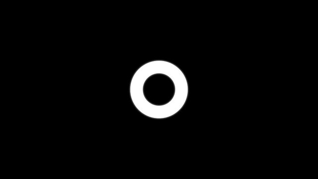 Minimalist white circles expanding and contracting on a black background with subtle zoom effect