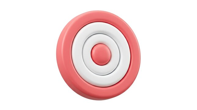 A 3d rendering of a pink and white target with a circular design on a white background