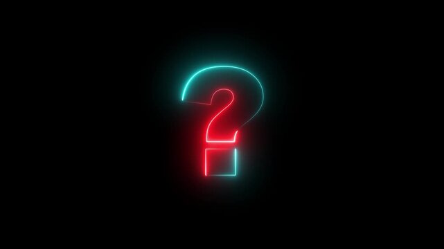 Neon glowing question mark icon, Question mark icon. problem sign. confusion mark quiz sign, pop up question mark animation, asking icon animation. Why concept
