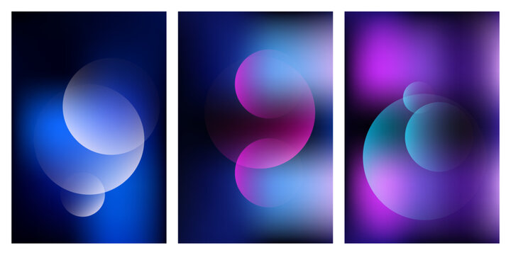 Gradient Background Set with Abstract Bubbles Vector Illustration, Colorful Fluid Bubble Texture for Modern Web, Branding and Creative Design