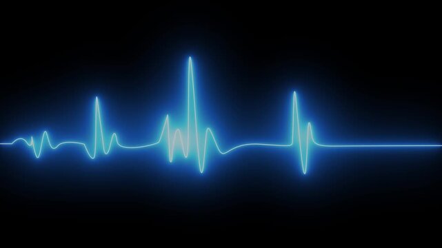 Abstract neon heartbeat signal icon animation background, ECG monitor beating heart with a neon electrocardiogram overlay, heart health monitoring, pulse rate signal