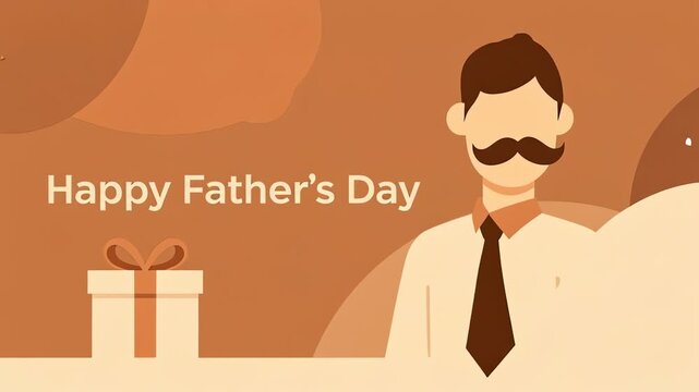 Happy Father's Day Animation with Mustache Man and Gift Box