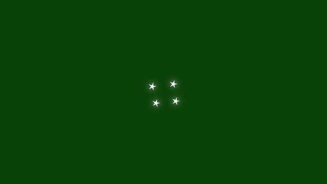 Creative constellation of magic twinkling star elements over chroma key backdrop. Seamless green screen loop with glowing stardust graphics and twinkle starlight.