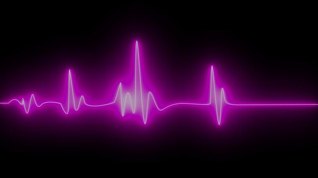 Abstract neon heartbeat signal icon animation background, ECG monitor beating heart with a neon electrocardiogram overlay, heart health monitoring, pulse rate signal