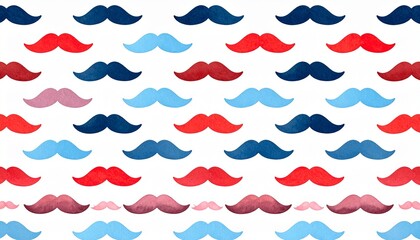 Fototapeta premium Colorful repeating mustache pattern with playful symmetry on white background