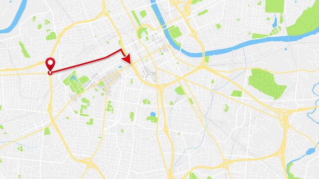 Nashville Tennessee United States Map Route Animation with Red Arrow