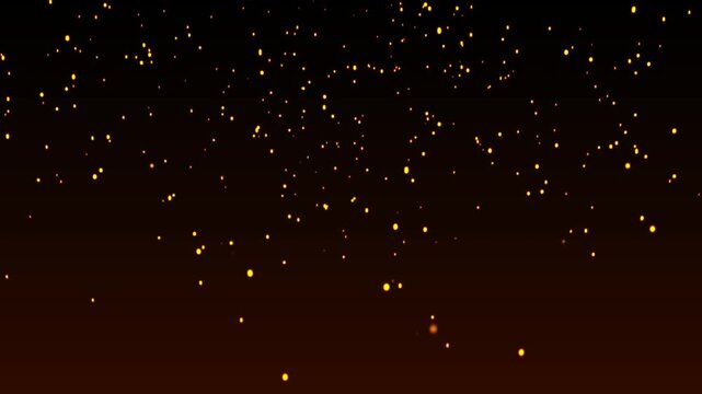 Orange realistic fire sparks isolated on a black background, realistic fire sparks flying through the air in slow motion, realistic flame dust texture, cinematic transition effect, 4k loopable