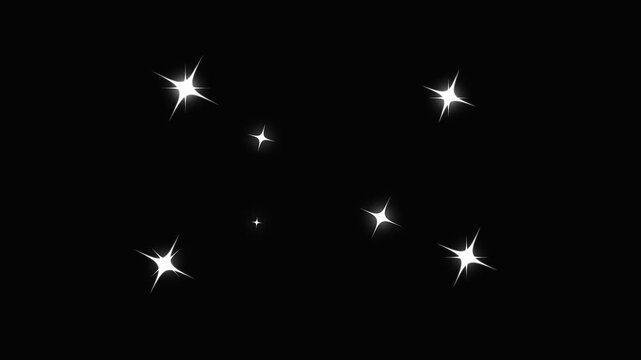 Gorgeous magic glowing stardust background with a sharp twinkling star shape. Classic black background featuring a bright twinkle star and starlight loop.