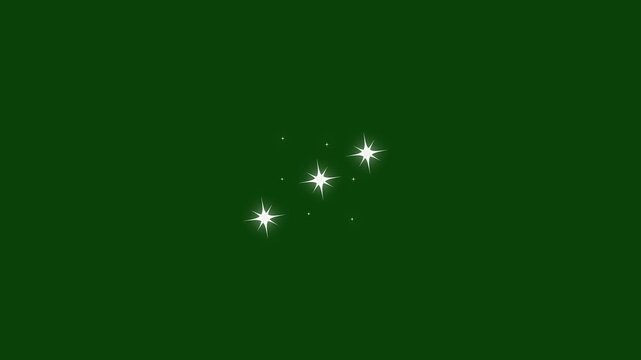 High quality green screen background with a magic glowing stardust square. Artistic chroma key loop animation of bright twinkle star assets and twinkling starlight.