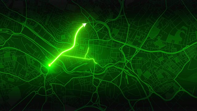 Leeds West Yorkshire England United Kingdom Green Map Route Animation