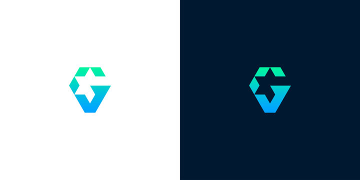 Modern geometric letter G star logo icon for corporate branding and technology identity