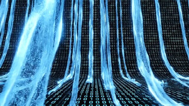 Abstract representation of digital data flow and technology.