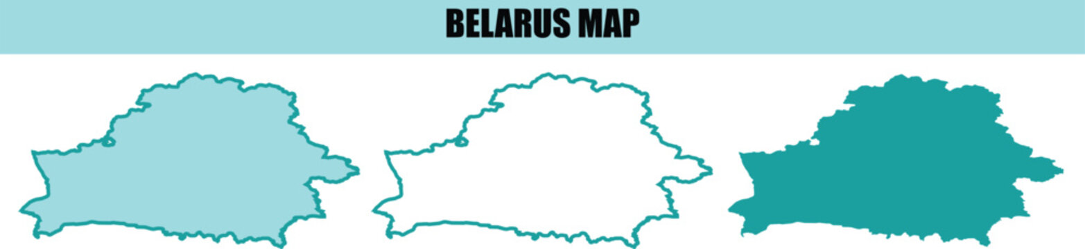 Belarus map vector country outline illustration with different versions, editable political map.