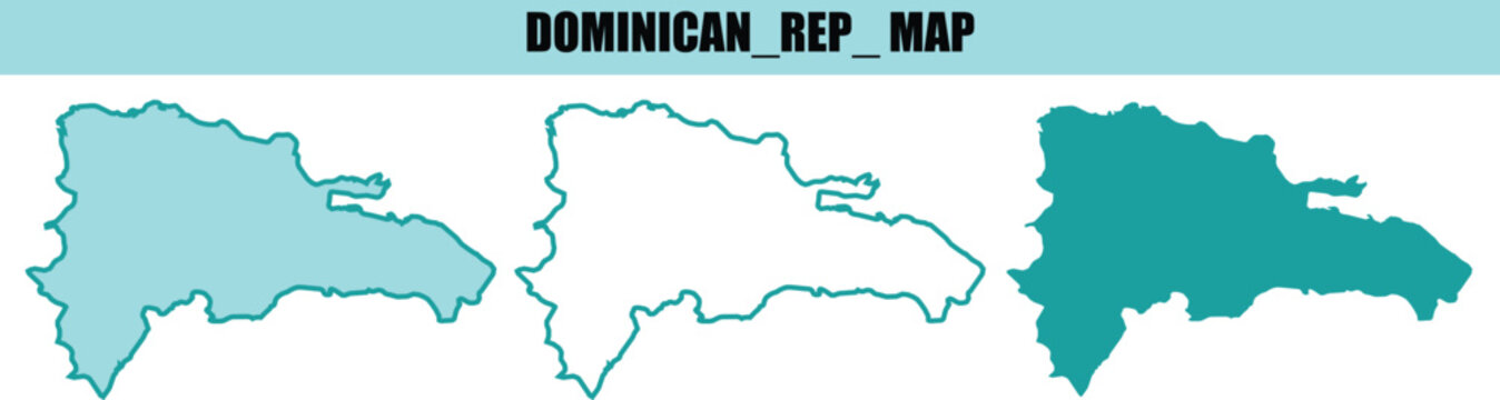 Dominican Republic map vector outline illustration country map shape map.