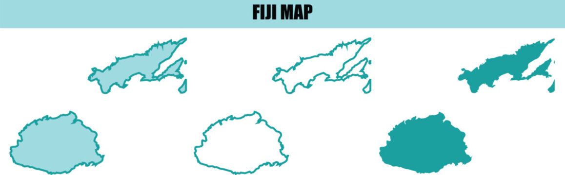 Fiji islands map collection with various styles on grid background for professional layout.
