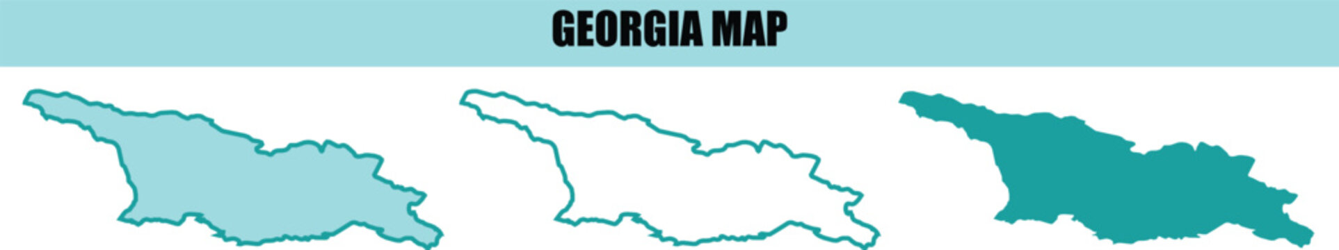 Georgia map vector country silhouette outline and filled maps complete collection.