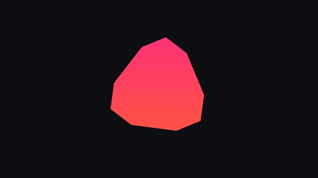 Abstract morphing geometric 2D changing shape with red and orange gradient on black background motion design