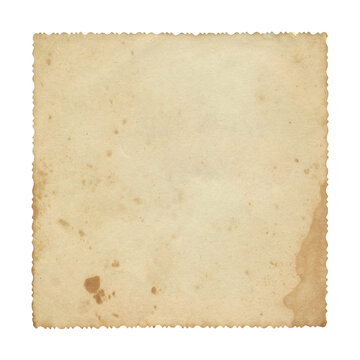 Vintage square empty photo texture isolated. Aged and yellowed vignette paper.