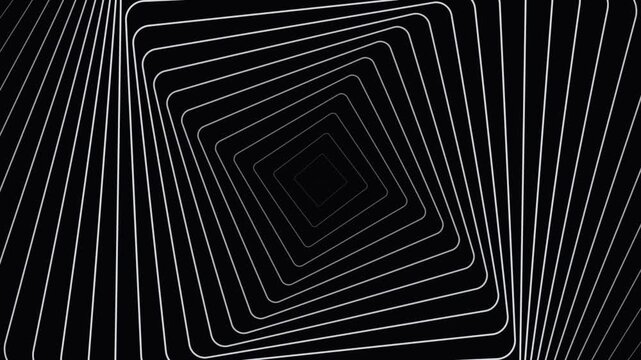 Abstract hypnotic black and white rotating square tunnel motion background vj loop
