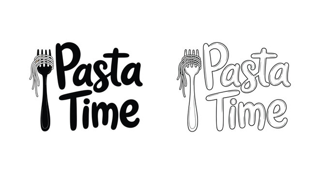 Pasta Utensil And Typography Silhouette fork spaghetti
