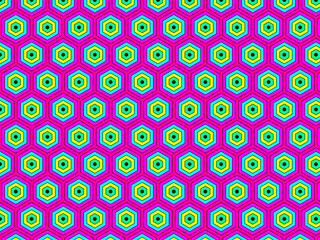Fototapeta premium Colorful Hexagonal Ring Grid Geometric Modern Background