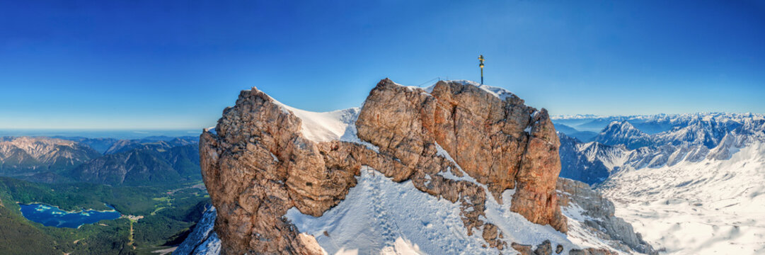 Panorama view from Zugspitze top of Germany