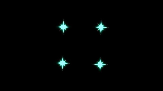 White cartoon sparkle animation, blinking star twinkle overlay, flat vector doodle light trail, fairy glitter explosion with magic shining effect on green black background chroma key 4k video