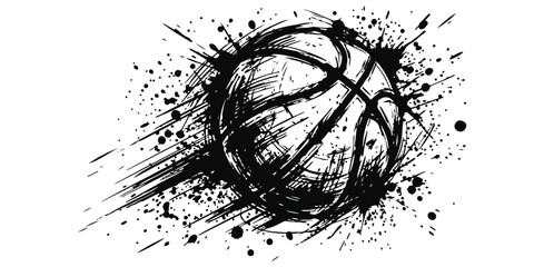 Dynamic Black Ink Splatter Basketball Graphic Design © Laptop