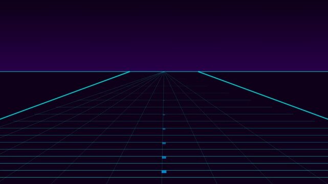 Electric Cyan Outrun Road Speed Perspective Animation