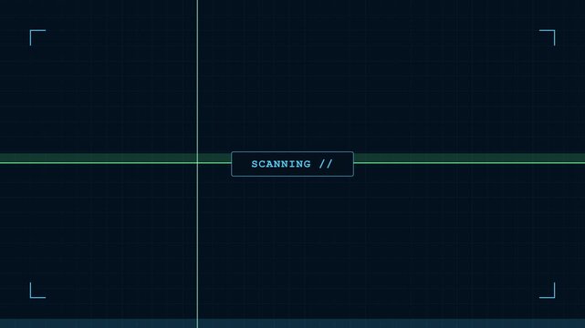 Futuristic digital scanning interface hud with moving colorful laser grid lines