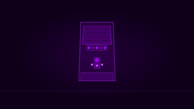 Neon Purple Arcade Cabinet 80s Gaming Animation
