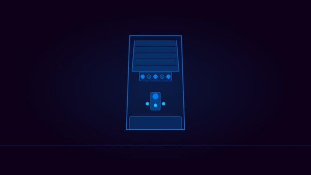 Electric Blue Arcade Cabinet 80s Gaming Animation