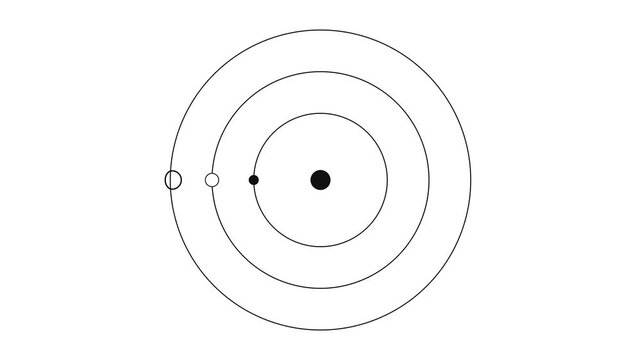 Minimalist solar system animation: planetary orbits motion on white background, motion minimalist science
