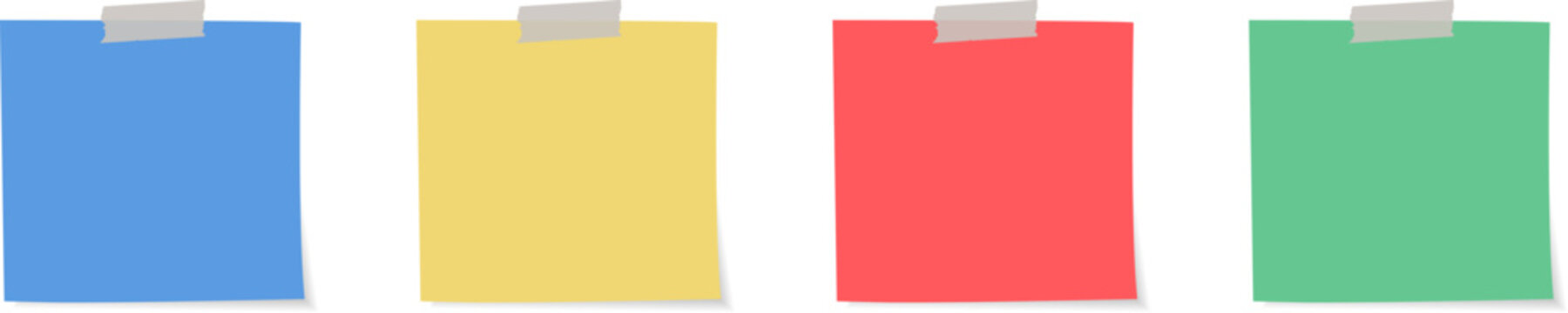 Collection of clear color lists of paper with adhesive tape on the white background. Vector