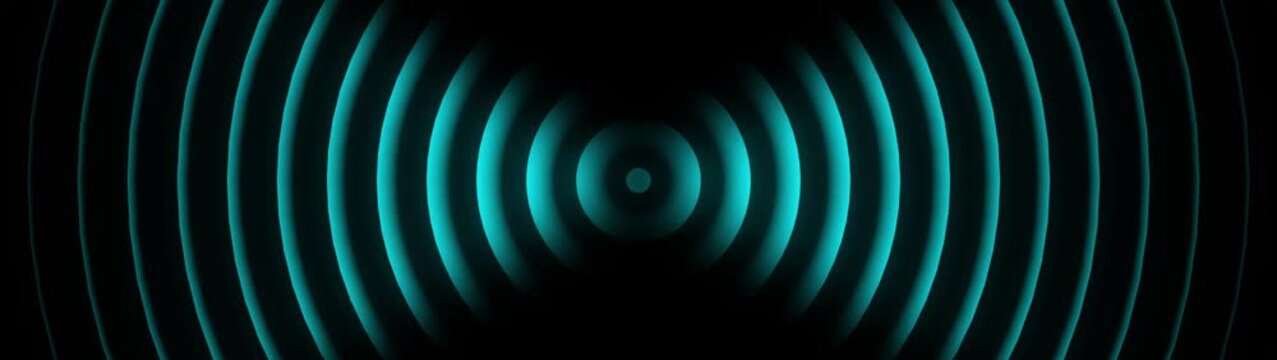 Abstract circular sound waves expanding from center in cyan blue circles radio signal frequency vibration circles radio signal frequency vibration