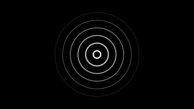 Abstract motion graphic of glowing white concentric circles pulsating against a deep black background rings pulsing geometric pattern ripple rings pulsing geometric pattern ripple