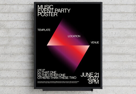 Music Festival Event Summer Party Poster Template with Diamond Gradient Shape