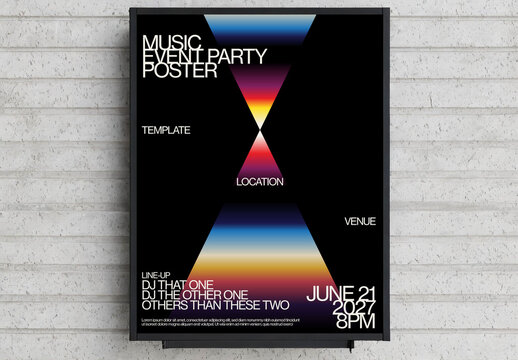 Music Festival Event Summer Party Poster Template with Pyramid Shape