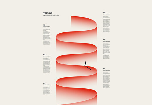 Business Timeline Infographic Template with Winding Path Gradient Illustration