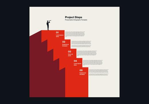 Project Steps Infographic Template with Huge Steps Illustration