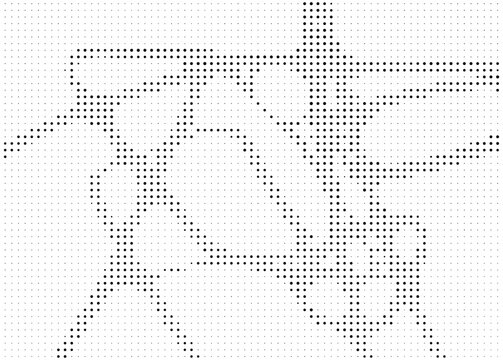 Abstract halftone pattern with square dots forming a geometric grid structure