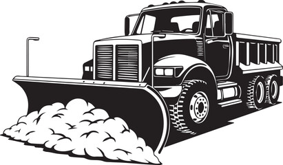 Snowplow truck pushing snow isolated on transparent background, Vector, illustration © Rijvi