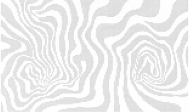 Abstract halftone pattern with swirling lines and dots