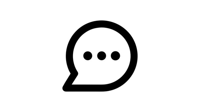 Minimalist chat bubble fill and line art animation with typing dots reveal on white background