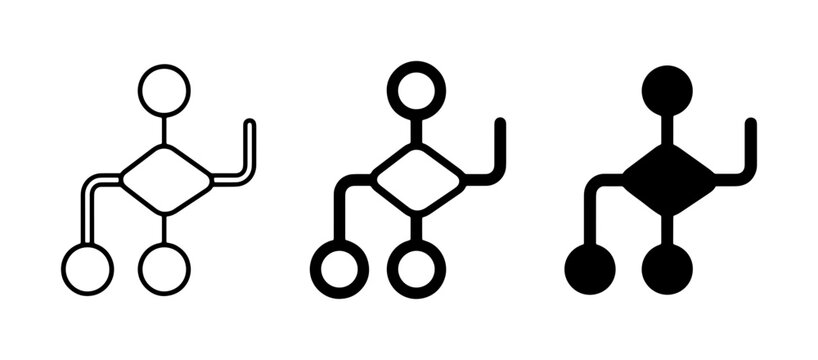 Flowchart Icons Set: Process, Decision, Start, End Symbols. Vector Graphic Elements for Logic Diagrams
