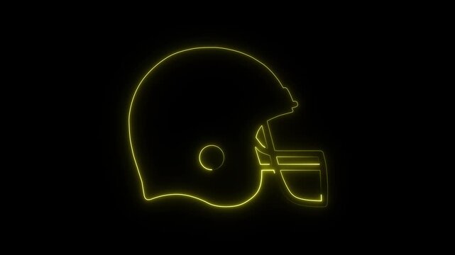 Glowing neon line Baseball helmet icon isolated on black background. 4K Video motion graphic animation.