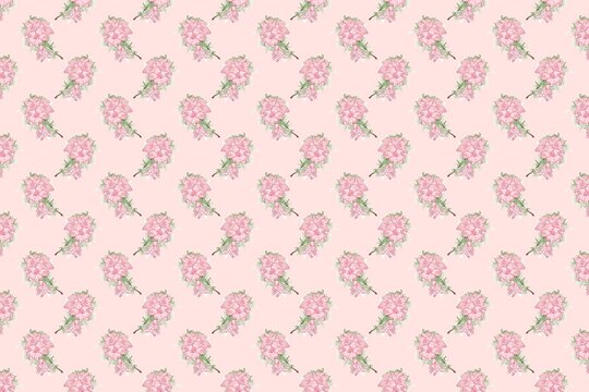 Delicate Pink Floral Pattern Seamless Repeat on White Background Textile Design