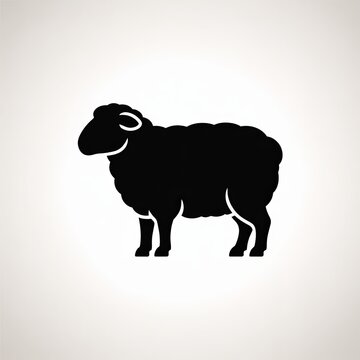 Simple black silhouette of sheep standing on white background, farm animal vector icon.